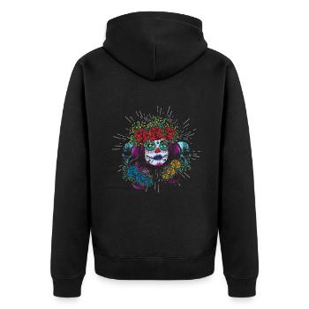 Muertos Day Of Dead Sugar Floral La Catrina - Unisex Premium Organic Zip Hoodie - black - Back - Nico (187cm)
