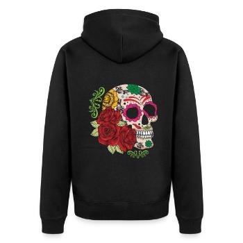 Halloween Rose Muertos Day Of Dead Sugar Bone - Unisex Premium Organic Zip Hoodie - black - Back - Nico (187cm)