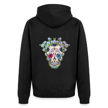 Calavera Muertos Day Of Dead Sugar Bone - Unisex Premium Organic Zip Hoodie - black - Back - Nico (187cm)