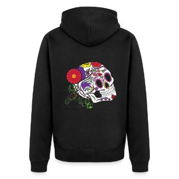 Funny Muertos Day Of Dead Sugar Bone Halloween - Unisex Premium Organic Zip Hoodie - black - Back - Nico (187cm)