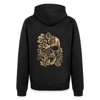 Floral Muertos Day Of Dead Sugar Bone Vintage - Unisex Premium Organic Zip Hoodie - black - Back - Nico (187cm)