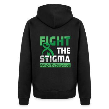 Kampf gegen Stigmatisierung Grüner Monat des Bewusstseins für psychische Gesundheit - Unisex Premium Bio Zip Hoodie - Schwarz - Hinten - Nico (187cm)