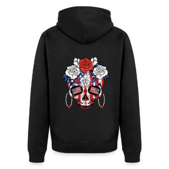 Dia De Los Muertos Independence 4 Juillet - Veste à capuche bio Premium Unisexe - noir - Dos - Nico (187cm)