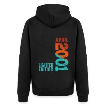Since April 2001 Year 2001 Retro Vintage 2001 - Unisex Premium Organic Zip Hoodie - black - Back - Nico (187cm)