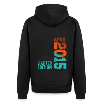 Since April 2015 Year 2015 Retro Vintage 2015 - Unisex Premium Organic Zip Hoodie - black - Back - Nico (187cm)