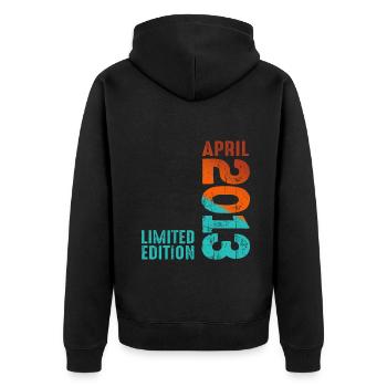 Since April 2013 Year 2013 Retro Vintage 2013 - Unisex Premium Organic Zip Hoodie - black - Back - Nico (187cm)