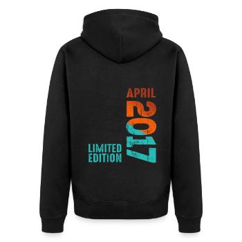 Depuis Avril 2017 Année 2017 Rétro Millésime 2017 - Veste à capuche bio Premium Unisexe - noir - Dos - Nico (187cm)