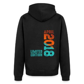 Since April 2018 Year 2018 Retro Vintage 2018 - Unisex Premium Organic Zip Hoodie - black - Back - Nico (187cm)