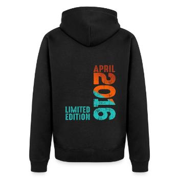 Since April 2016 Year 2016 Retro Vintage 2016 - Unisex Premium Organic Zip Hoodie - black - Back - Nico (187cm)