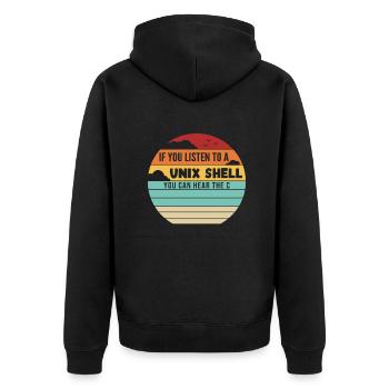 If You Listen To A Unix Shell IT-Betrieb Admin - Unisex Premium Bio Zip Hoodie - Schwarz - Hinten - Nico (187cm)