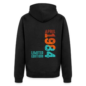 Since April 1984 Year 1984 Retro Vintage 1984 - Unisex Premium Organic Zip Hoodie - black - Back - Nico (187cm)