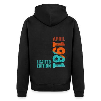 Since April 1981 Year 1981 Retro Vintage 1981 - Unisex Premium Organic Zip Hoodie - black - Back - Nico (187cm)