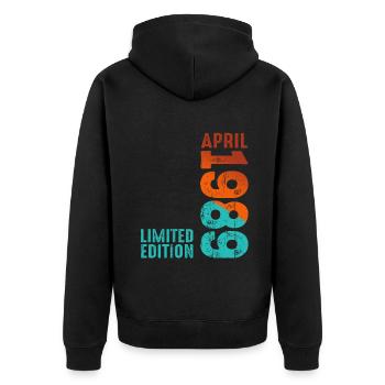 Depuis Avril 1989 Année 1989 Rétro Millésime 1989 - Veste à capuche bio Premium Unisexe - noir - Dos - Nico (187cm)