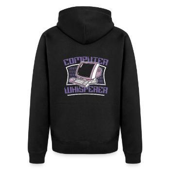 Computer Whisperer Admin IT Operations Administrator - Unisex Premium Organic Zip Hoodie - black - Back - Nico (187cm)