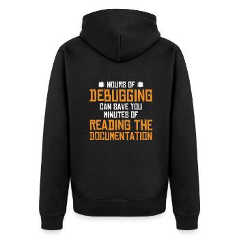 Hours Of Debugging Software Engineer Developer - Unisex Premium Organic Zip Hoodie - black - Back - Nico (187cm)