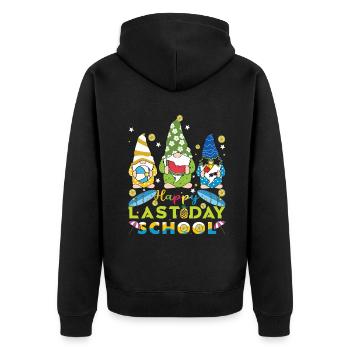 Gnome Bye School Happy Last Class Lehrer Schüler - Unisex Premium Bio Zip Hoodie - Schwarz - Hinten - Nico (187cm)