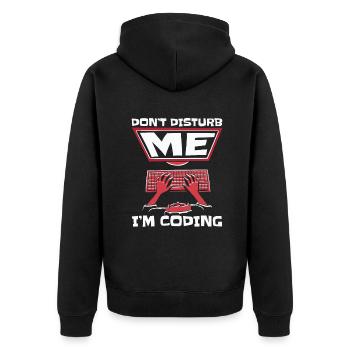 Ne me dérangez pas, je code un codeur développeur - Veste à capuche bio Premium Unisexe - noir - Dos - Nico (187cm)