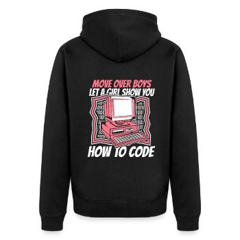 Laissez une fille vous montrer comment coder un développeur - Veste à capuche bio Premium Unisexe - noir - Dos - Nico (187cm)