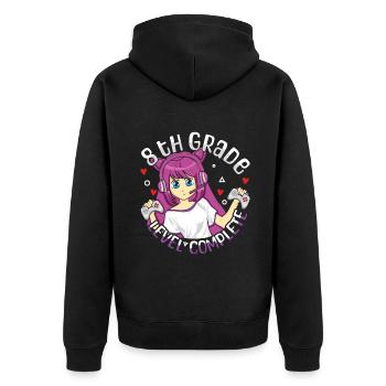 Schulen der 8. Klasse am letzten Unterrichtstag des Sommers - Unisex Premium Bio Zip Hoodie - Schwarz - Hinten - Nico (187cm)