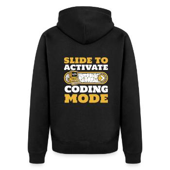 Slide To Activate Coding Mode Developer Coder - Unisex Premium Organic Zip Hoodie - black - Back - Nico (187cm)