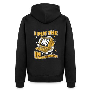 I Put The Pro In Programmer Developer Coder - Unisex Premium Organic Zip Hoodie - black - Back - Nico (187cm)