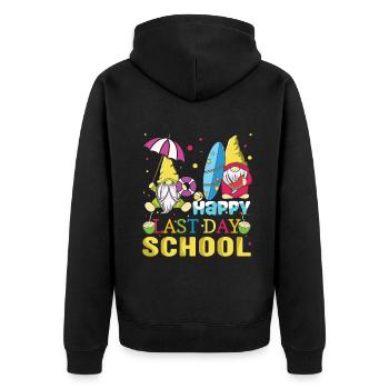 Tschüss Schule Glückliche letzte Klasse Lehrer Schüler Gnom - Unisex Premium Bio Zip Hoodie - Schwarz - Hinten - Nico (187cm)