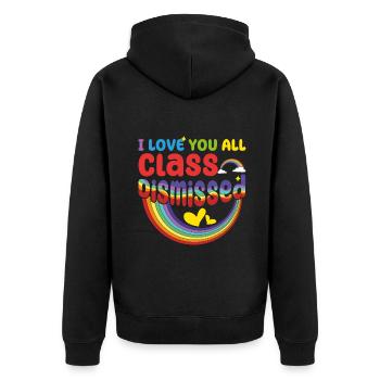 Bye School Out Happy Last Class Dismissed Teacher - Unisex Premium Organic Zip Hoodie - black - Back - Nico (187cm)