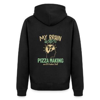 My Brain is 95% Pizza Making Pizza Pizzablech - Unisex Premium Bio Zip Hoodie - Schwarz - Hinten - Nico (187cm)