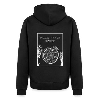 Pizza Maker Chinese Hanzi Pizzablech Pizzaofen - Unisex Premium Bio Zip Hoodie - Schwarz - Hinten - Nico (187cm)