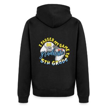 Absolvent der 5. Klasse Abschluss 2023 Abschluss - Unisex Premium Bio Zip Hoodie - Schwarz - Hinten - Nico (187cm)