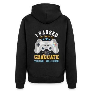 Gamer Graduate Graduating 2023 Graduation - Unisex Premium Organic Zip Hoodie - black - Back - Nico (187cm)