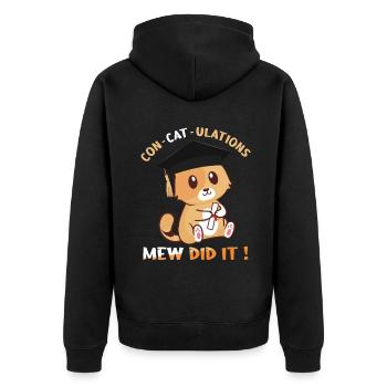 Niedliche Katze Absolvent Abschluss 2023 Abschluss - Unisex Premium Bio Zip Hoodie - Schwarz - Hinten - Nico (187cm)