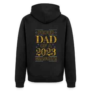 Proud Dad Papa Graduate Graduating 2023 Graduation - Unisex Premium Organic Zip Hoodie - black - Back - Nico (187cm)
