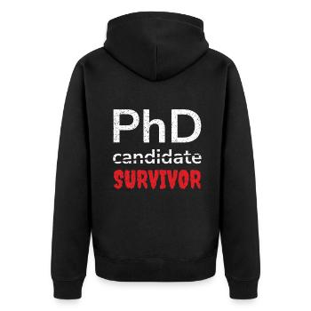 Doktorand, PhD, Überlebender, Absolvent der Ärzte - Unisex Premium Bio Zip Hoodie - Schwarz - Hinten - Nico (187cm)