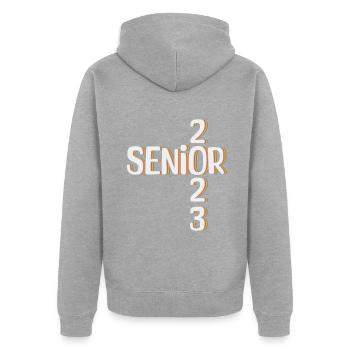 Senior 2023 Graduating Seniors Graduate 2023 - Veste à capuche bio Premium Unisexe - gris chiné - Dos - Nico (187cm)