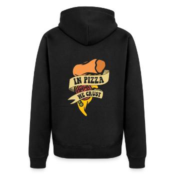 In Pizza We Crust Pizzaofen Pizza Pizzablech - Unisex Premium Bio Zip Hoodie - Schwarz - Hinten - Nico (187cm)