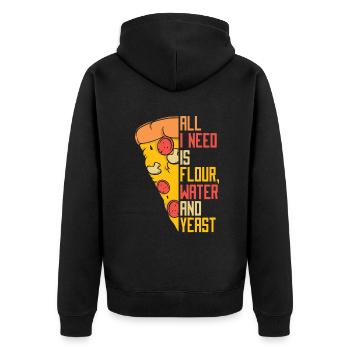 Alls I Need Is Flour Water And Yeast Pizzablech - Unisex Premium Bio Zip Hoodie - Schwarz - Hinten - Nico (187cm)