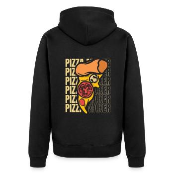 Pizza Maker Pizzaofen Pizza Pizzablech Pizzabäcker - Unisex Premium Bio Zip Hoodie - Schwarz - Hinten - Nico (187cm)
