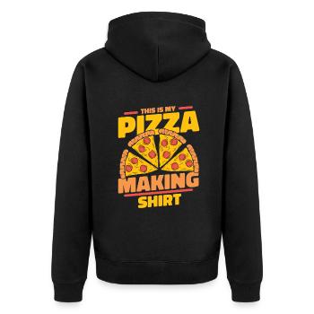 This Is My Pizza Making Clothing Pizzaofen Pizza - Unisex Premium Bio Zip Hoodie - Schwarz - Hinten - Nico (187cm)