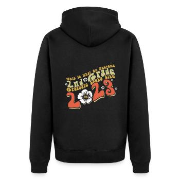 Fantastischer Absolvent der 2. Klasse, der 2023 Retro abschließt - Unisex Premium Bio Zip Hoodie - Schwarz - Hinten - Nico (187cm)