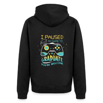 Paused Game Graduate Graduating 2023 Graduation - Unisex Premium Organic Zip Hoodie - black - Back - Nico (187cm)
