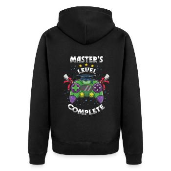 Master-PhD Abschluss Master 2023 Absolvent - Unisex Premium Bio Zip Hoodie - Schwarz - Hinten - Nico (187cm)