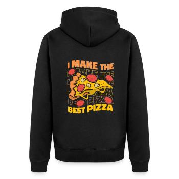 I Make The Best Pizza Pizza Pizzablech Pizzaofen - Unisex Premium Bio Zip Hoodie - Schwarz - Hinten - Nico (187cm)