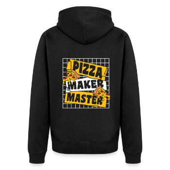 Pizza Maker Master Pizzaofen Pizza Pizzablech - Unisex Premium Bio Zip Hoodie - Schwarz - Hinten - Nico (187cm)