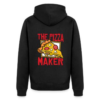 The Pizza Maker Pizza Pizzablech Pizzaofen - Unisex Premium Bio Zip Hoodie - Schwarz - Hinten - Nico (187cm)
