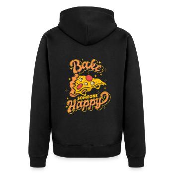 Bake Someone Happy Pizzaofen Pizza Pizzablech - Unisex Premium Bio Zip Hoodie - Schwarz - Hinten - Nico (187cm)