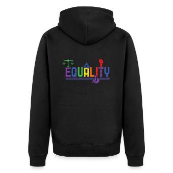 Für Gleichberechtigung Gay LGBTQ Rainbow LGBT Pride Month - Unisex Premium Bio Zip Hoodie - Schwarz - Hinten - Nico (187cm)