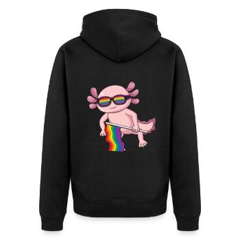 Axolotl Gay LGBTQ Rainbow LGBT Pride Month - Veste à capuche bio Premium Unisexe - noir - Dos - Nico (187cm)