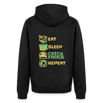 Eat Sleep Catch Frogs Repeat Toad Tadpole - Unisex Premium Organic Zip Hoodie - black - Back - Nico (187cm)