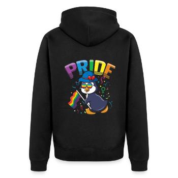 Pinguin-Liebhaber Homosexuell LGBTQ Regenbogen LGBT Pride Monat - Unisex Premium Bio Zip Hoodie - Schwarz - Hinten - Nico (187cm)